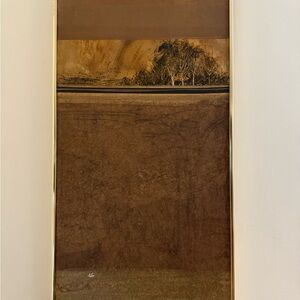 Mid-Century Modern Abstract Brown and Gold Framed Art by Anton